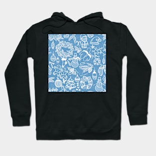 Christmas Pattern in blue and white Hoodie